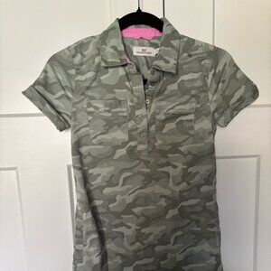 Vineyard Vines Girls Camo Polo Dress – Short Sleeve Utility Pocket Dress - MED